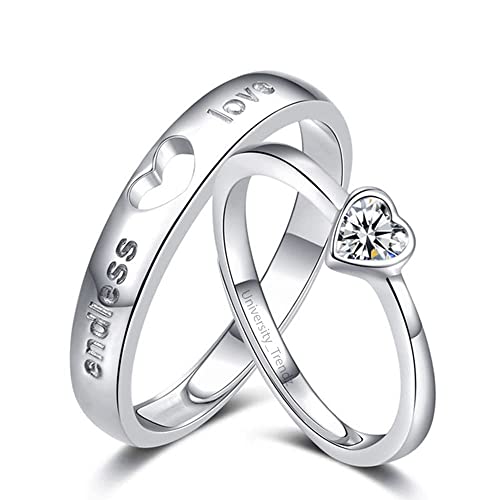 Silver Endless Love Couple Ring Set Adjustable Promise Rings for Men and Women By Punjabi Swagg