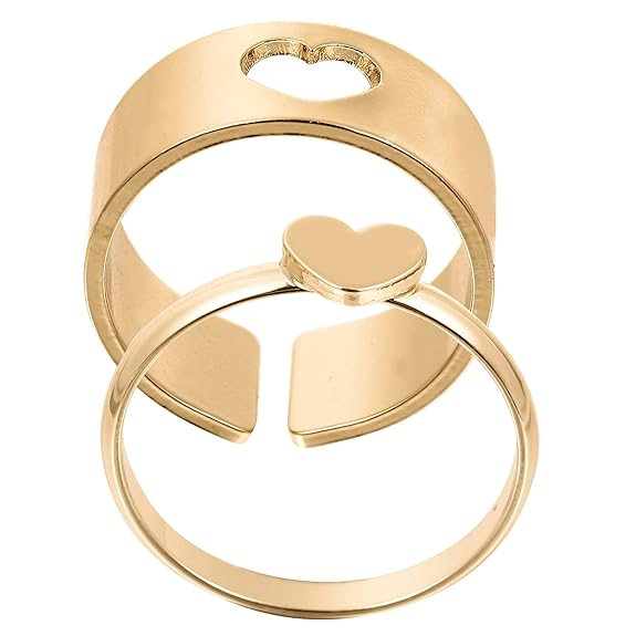 Heart Couple Ring for Men and Women Golden plated ring set by Punjabi Swagg