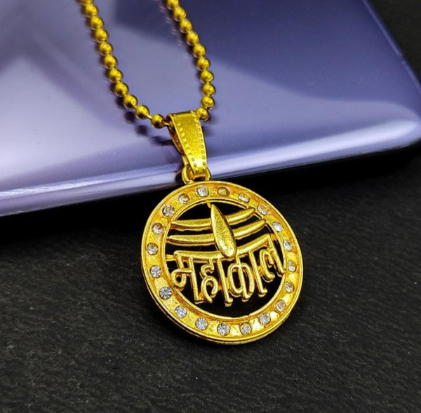 Golden Mahakal Trikund Pendant Locket for Boys & Girls by Punjabi Swagg