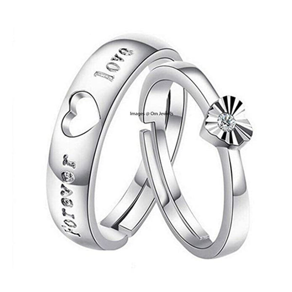 Couple Ring Set Rhodium Plated Love Forever Adjustable Alloy Proposal Stainless Steel Ring Set By Punjabi Swagg