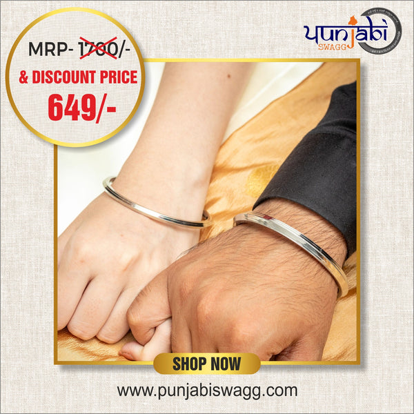 Couple Stainless Steel (With Edges) Kadas by Punjabi Swagg