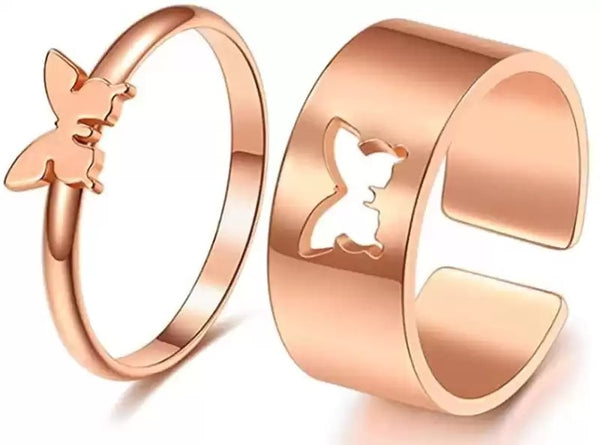 Punjabi Swagg Butterfly Rings Rosegold Polished (Set of 2 Rings)