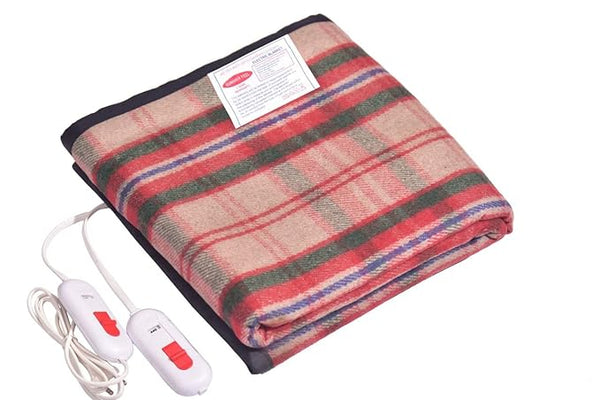 SUMMER FEEL Wool Bed Warmer Double Bed Electric Under Blanket Hot Kambal for Winter, 60x60 Inches, Multicolour